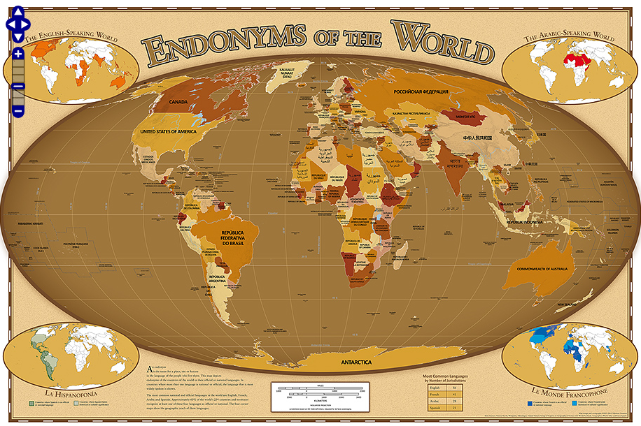 世界の国名を現地語で表記する Endonym Map
