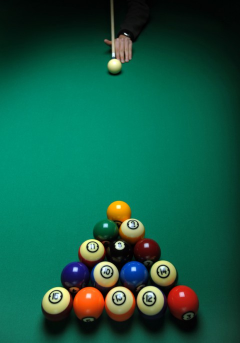 Balls on a pool (billard) table during play